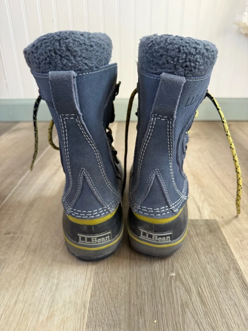 L.L. Bean Navy and Yellow Kids' Insulated Rain & Snow Boots